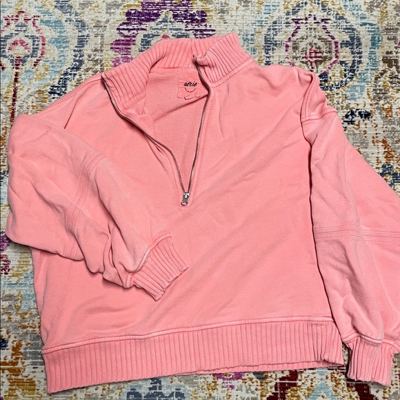 aerie Sweaters - Aerie Quarter Zip Pullover Sweatshirt Medium Pink